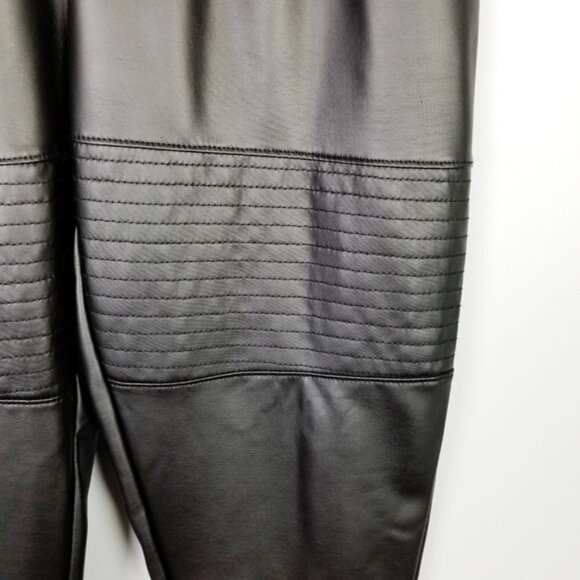 Adam Levine Skinny Faux Leather Pants Women's Medium Black Ribbed Design NEW - Picture 3 of 7
